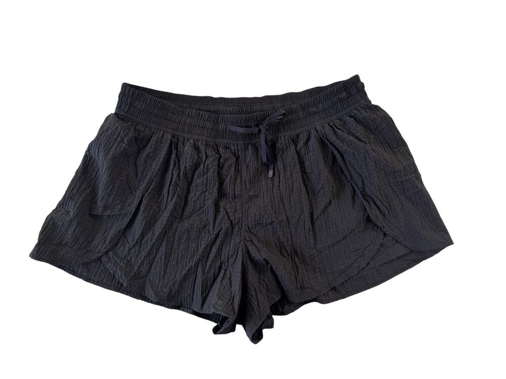Lululemon Negative Split Textured Run Short 2” Black Medium Shorts Lined #NE97